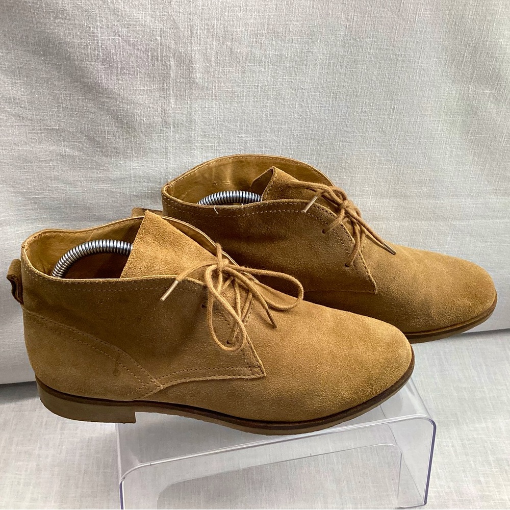 LUCKY BRAND GARBOH LEATHER UPPER WOMEN’S SUDE BOOTIES SIZE: 9.5 M COLOR: TAN